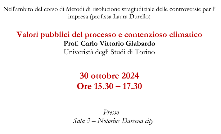 Valori pubblici del processo e contenzioso climatico